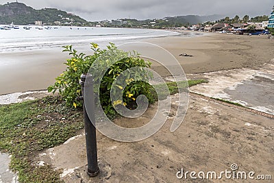 Beach at San Juan del Sur Nicaragua on an overcast day Stock Photo