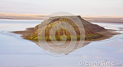 Island Salt Hill in Caspian sea of Mangistau Stock Photo