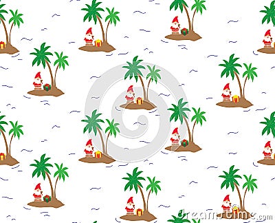 Island Santa Claus - seamless repeating pattern. Stock Photo