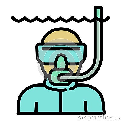 Island snorkeling icon, outline style Vector Illustration
