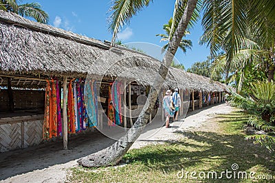Island Thatched Roof Market Editorial Stock Photo