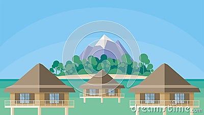 The island in tropics Vector Illustration