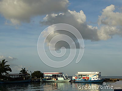 Street scenes of maldivian town on Huraa island Editorial Stock Photo