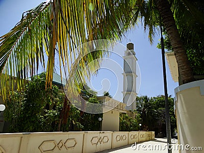 Street scenes of maldivian town on Huraa island Editorial Stock Photo