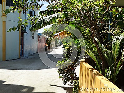 Street scenes of maldivian town on Huraa island Editorial Stock Photo