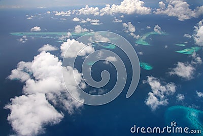 Islands in the ocean. Aerial view. Stock Photo