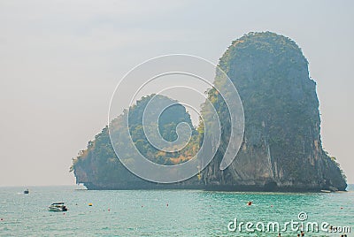Islands. Sea. Rock. Krabi, Thailand. Editorial Stock Photo
