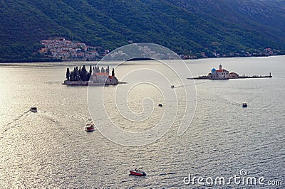 Islands of St. George and Our Lady of the Rocks. Bay of Kotor, Montenegro Stock Photo