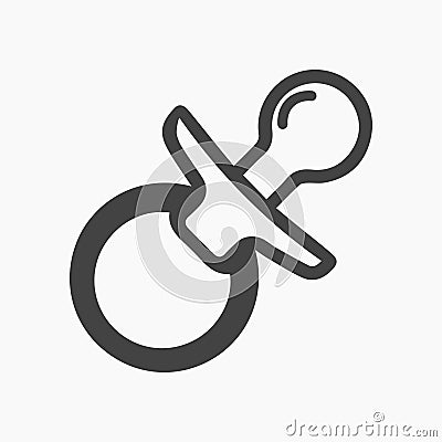 Black white baby pacifier, nipple icon. Vector Illustration