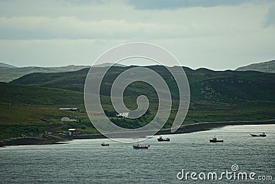 Isle of Ewe, Scotland: Boats harbored at the Isle of Ewe Stock Photo