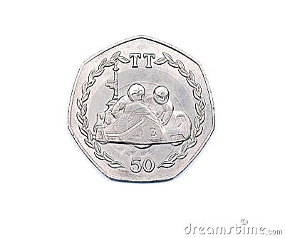 Isle of Man fifty pence coin reverse dated 1984 Stock Photo