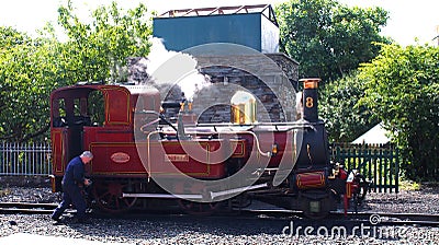 The Isle of man Railway is a narrow-gauge steam railway on the Isle of Man Editorial Stock Photo