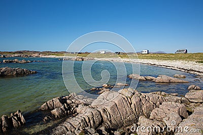 Isle of Mull Scotland campervans motorhomes and beautiful beach Stock Photo