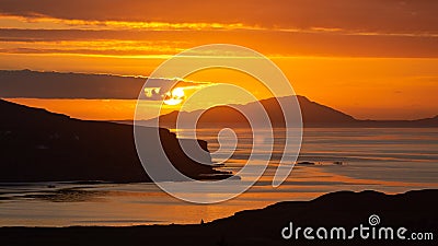 Wonderful sunset across the shorelines of Scotland. Stock Photo