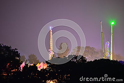 Isle of Wight Festival Rides at Night Stock Photo