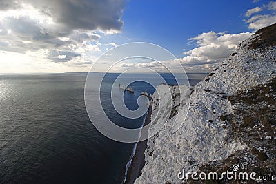 The Isle of Wight The Neddles, is a county and the largest and second-most populous island of England. Editorial Stock Photo