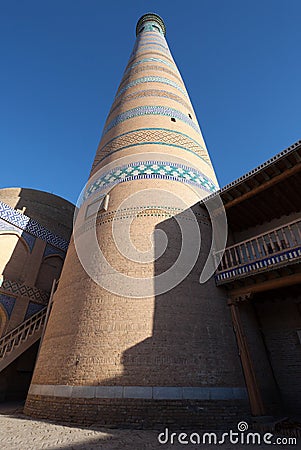 Islom hoja minaret in Itchan Kala - Khiva Stock Photo