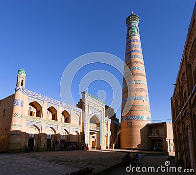 Islom hoja minaret in Itchan Kala - Khiva Stock Photo