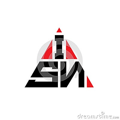 ISN triangle letter logo design with triangle shape. ISN triangle logo design monogram. ISN triangle vector logo template with red Vector Illustration