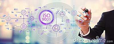 ISO 9001 with businessman Stock Photo