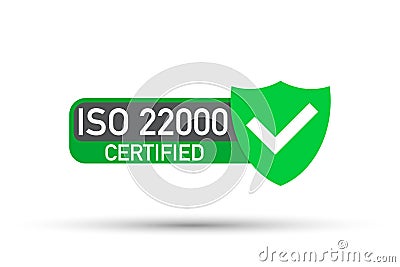 ISO 22000 Certified badge, icon. Certification stamp. Flat design vector. Vector Illustration