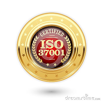 ISO 37001 certified medal - Anti bribery management Vector Illustration