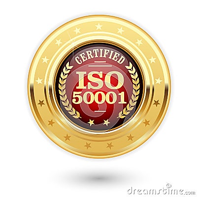 ISO 50001 certified medal - Energy management Vector Illustration