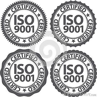 ISO 9001 certified sign set, vector illustration Vector Illustration