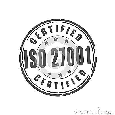 ISO 27001 certified vector stamp Cartoon Illustration