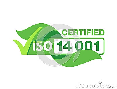 ISO 14001 green stamp - environmental management Vector Illustration