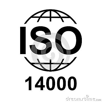 Iso 14000 icon. Standard quality symbol. Vector button isolated on black background Vector Illustration