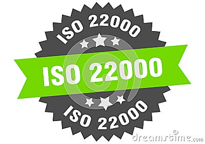 iso 22000 sign. iso 22000 round isolated ribbon label. Vector Illustration