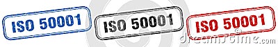 iso 50001 square isolated sign set. iso 50001 stamp. Vector Illustration