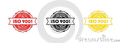 ISO 9001 stamp. Vector. ISO 9001 badge icon. Certified badge logo. Stamp Template. Label, Sticker, Icons. Vector EPS 10. Isolated Vector Illustration