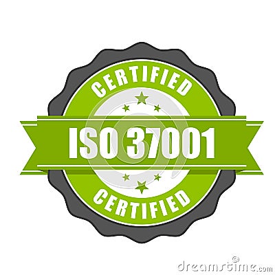 ISO 37001 standard certificate badge - Anti-bribery management s Vector Illustration