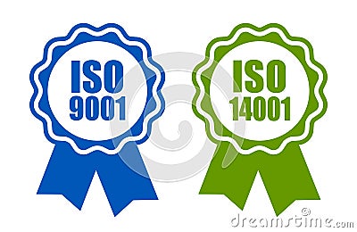 Iso 9001 and 14001 standard certified icon Vector Illustration