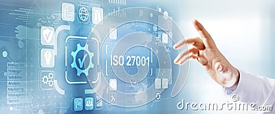 Iso 27001 Standard Quality Certification Assurance Standardisation. Business technology concept. Stock Photo