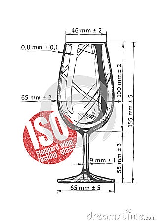 ISO standard wine tasting glass Vector Illustration