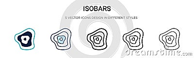 Isobars icon in filled, thin line, outline and stroke style. Vector illustration of two colored and black isobars vector icons Vector Illustration