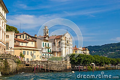 Isola dei Pescatori, also known as Isola Superiore, one of the three principal Borromean Islands on Lake Maggiore Editorial Stock Photo