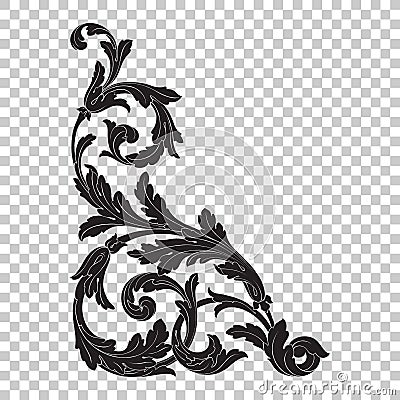 Isolate corner ornament in baroque style Vector Illustration