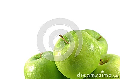 Isolate Group of fresh green apples Stock Photo