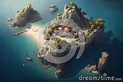 Isolate Island of a fantasy world Stock Photo