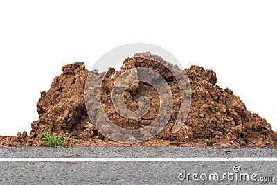 Isolate pile the gravel side road Stock Photo