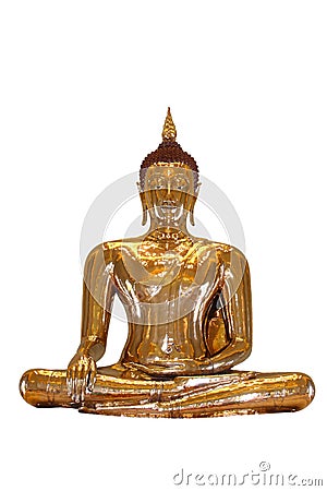 Isolate of a pure gold Buddha, Thailand Stock Photo