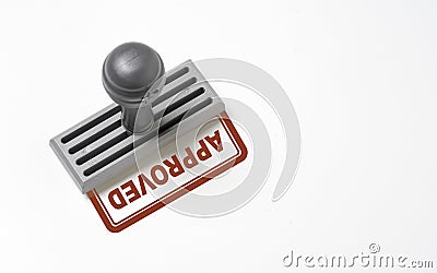 Isolate of Red text approved wording with rubber stamper on white background for document and project pass consider and quality Stock Photo