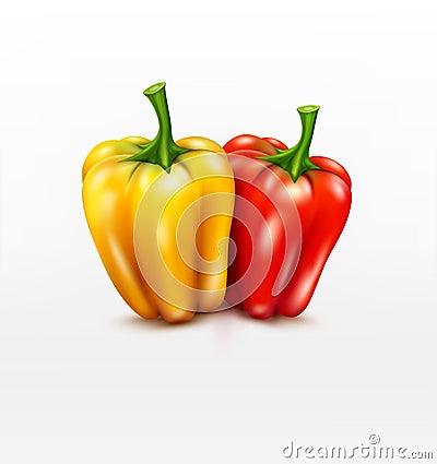 Isolate. Two vector peppers red and yellow isolated Vector Illustration