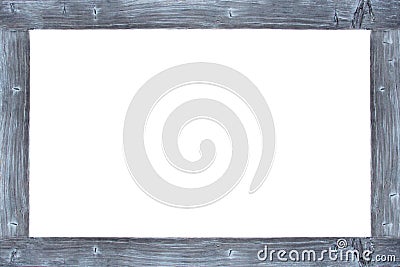 Isolate wooden frame with aged texture. Stock Photo