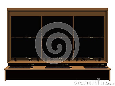 Isolate workstation with the blank monitor on white background Vector Illustration