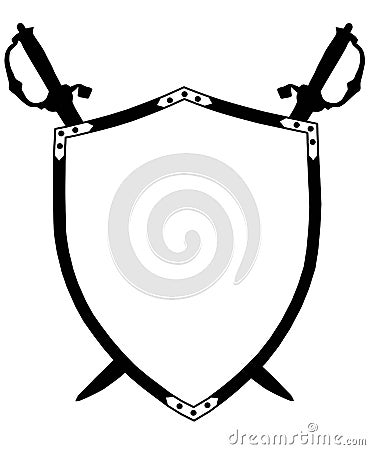 Isolated 16th Century War Shield Crossed Swords Vector Illustration